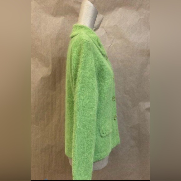 NWT Vintage Venesha fully lined Lime Green Angora button jacket size Small - Picture 2 of 8
